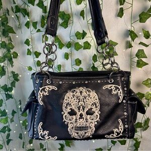Montana West Black and White Skull Shoulder Bag